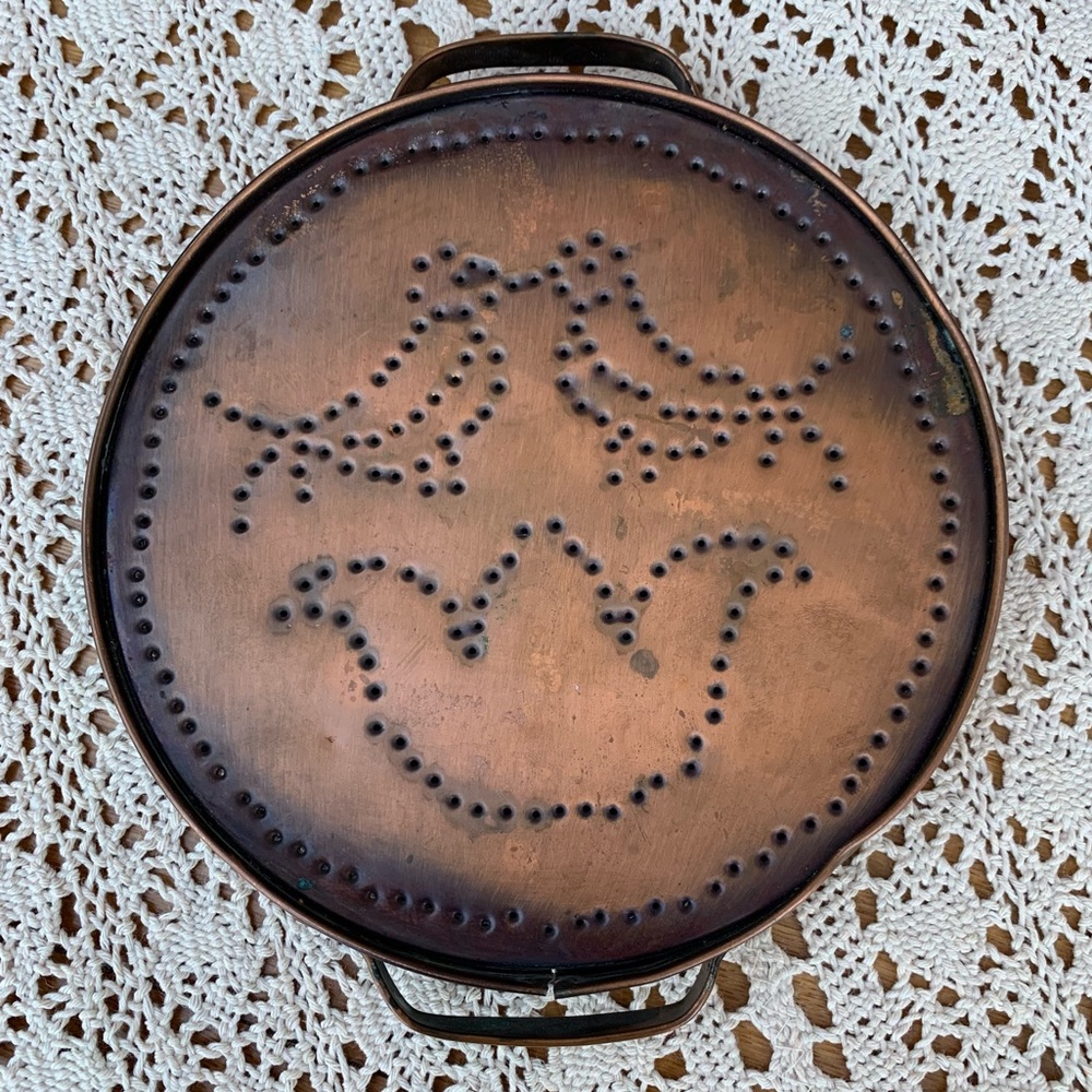 VINTAGE PFALTZGRAF “Village” Copper Punched Trivet Birds & Tulip Wall Decor